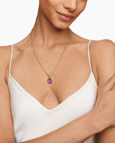 Octagon Cut Amulet in 18K Yellow Gold with Amethyst, 13mm